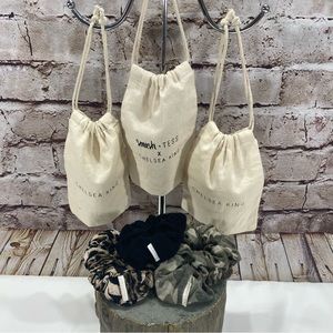 CHELSEA KING SCRUNCHIES SET OF 3 LEOPARD CAMOUFLAGE BLACK